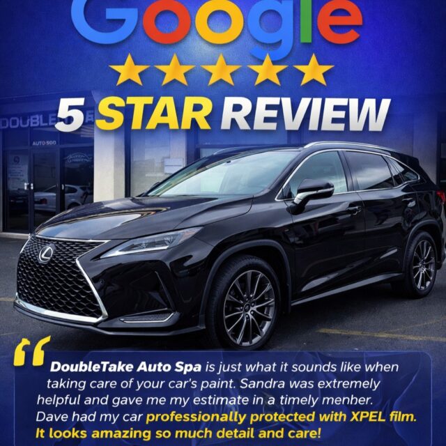 DoubleTake Auto Spa in Fremont! We love what we do and it shows in our results!

We specialize in the following services:
1. 10 year Paint Protection 2 Film
2. Ceramic Coating offering 1,2,4,8 years of protection
3. Ceramic Heat Reduction Window Tint
4. Windshield Protection
5. Paint Correction to remove swirl marks and fine line
6. Professional Auto Detailing
7. Rim Repair 
8. Small Ding Removal

DoubleTake Auto Spa in Fremont
Call/Text Us: 510-472-4181
Email Us: Info@dtautospa.com
Website: www.dtautospaprotection.com

#googlereview #yelp #lexus #fremontca #happycustomer