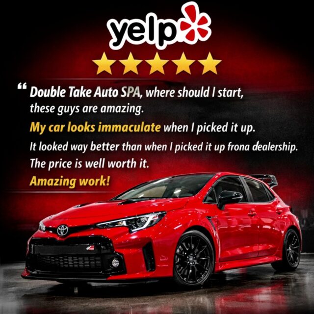 Our Instagram Follower is not a BELIEVER! Check out his incredible 5 Star Yelp Review #546

Double Take AutoSPA, where should I start, these guys are amazing. David explained the whole detail of the product and services that they are offering. Sandra is great and she lead a great team. Paul is great, he also explained the details of the service that they perform. 

My car looks immaculate when I picked it up. It looked way better than when I picked it up from the dealership. 

I had DT autospa removed the water spots and swirl marks before applying the PPF.

And the price is well worth it. Amazing work 

The only thing that I regret I didn't do is, my other car I went to a different place for service, if I had known about DT autospa when I purchased my other car, DT autospa would have definitely pick up my business as well for my other car. 

Great Job DT autospa , you definitely earn my 5 stars.
-----
We always say, we can tell you how good we are but our fellow Instagramers tell our story so much better!
---
Call/Text 510-472-4181
Email Us: Info@dtautospa.com
Website: www.dtautospa.com

#yelpr #toyotacr #toyotaclub #fastcars #bayareawhips