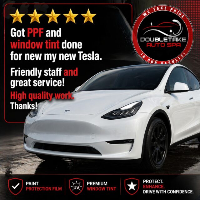 Another great Google Review No. 315

At DoubleTake Auto Spa in Fremont, we've been protecting Tesla since 2017. Well-known in the Tesla community for:
1. Paint Protection Film
2. Ceramic Coating
3. Window Tint
4. Auto Detailing 
5. Curb Rash
6. Small Ding Removal

DoubleTake Auto Spa is a Xpel Certified Center. 

Call/Text: 510-472-4181
Email Us: Info@dtautospa.com
Website: DTautospa.com 

#teslaplaid #teslaperformance #bayareatesla #teslaowners #teslacommunity