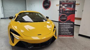 Yellow car with paint protection film
